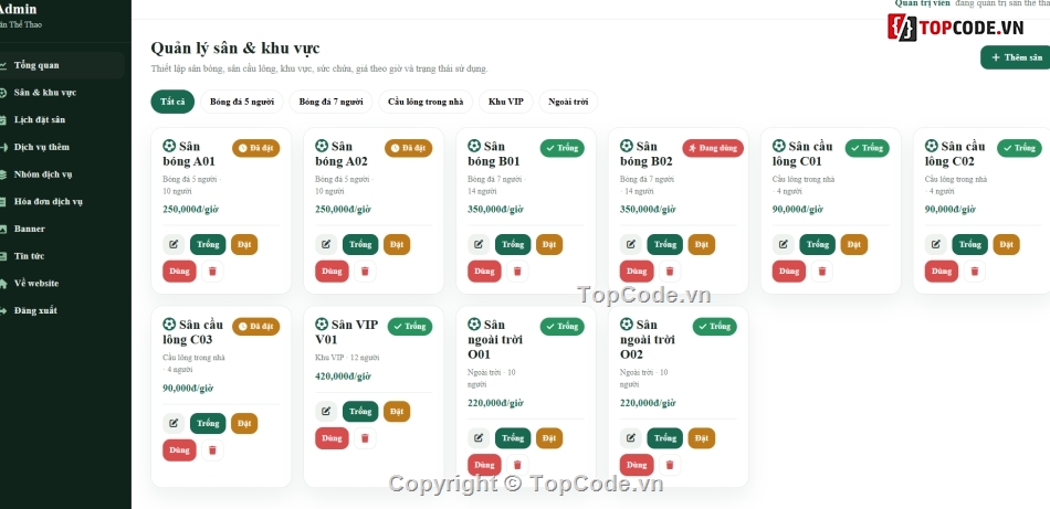 Website đặt sân,Website đặt sân bóng,Web bóng đá